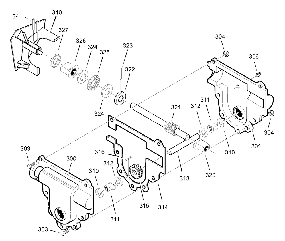 Gear Case Diagram and Parts List for 624504X5B 2003 Briggs and Stratton Snow Blower